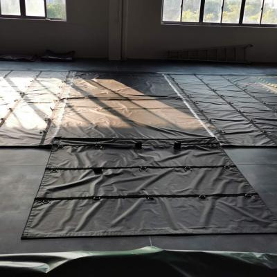 Tecido de lona de PVC retardador de chama 24 Ft X 27 Ft 8 Ft Flap Negro 18 Oz Vinyl revestido de madeira