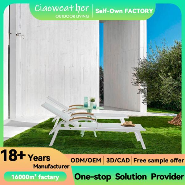 Water-Resistant Cushion and Aluminum Frame Sling Textile Chaise Lounge for Comfortable Outdoor Seating