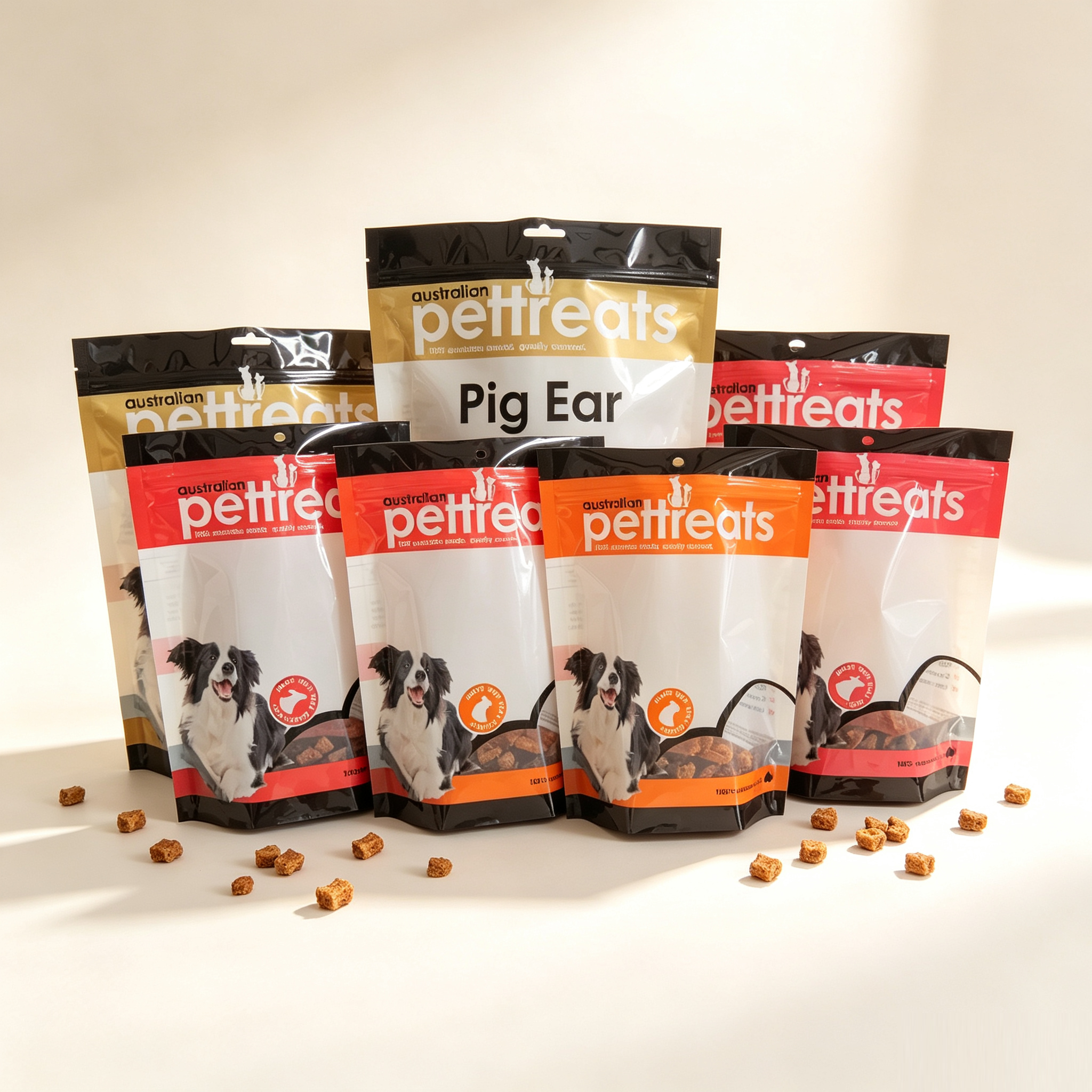 Stand-Up Doypack Pet Food Bags With Bottom Gusset | Custom Printed Self-Standing Zipper Pouches For Dog Cat Treats OEM 100g-2.5kg