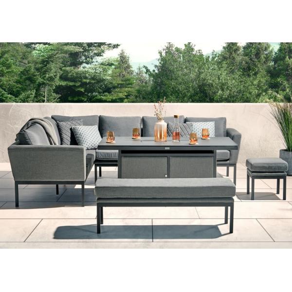 Mail packing Y AJUNION Luxury Outdoor Fabric Patio Furniture Dining Set with Firepit Table