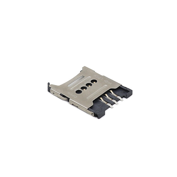 6 Pin Flip Type Sim Card Connector LCP Plastic Durability Long