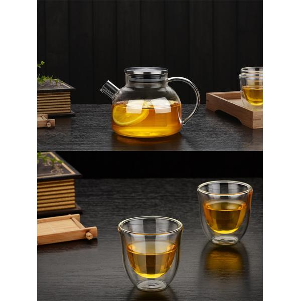 Electric Stove Safe Transparent Glass Tea Set With Stainless Steel Airtight Lid