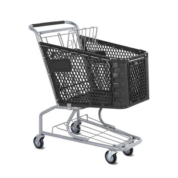 125L 900MM 4 Wheel Silver Basket Trolley With Wheels Grocery Shopping Trolley Q235