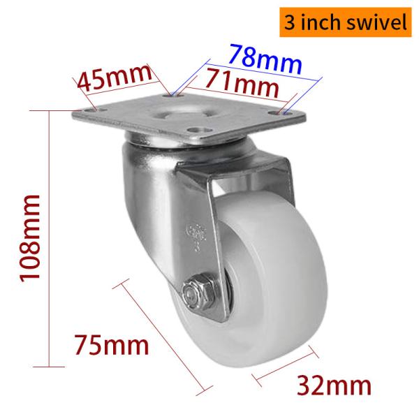 EDL Industrial Casters 3inch 150kg Plate TPA by Rigid, Swivel and Brake type