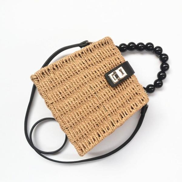 As mulheres do ombro cruzam - o corpo Straw Tote Bag tecido grande praia