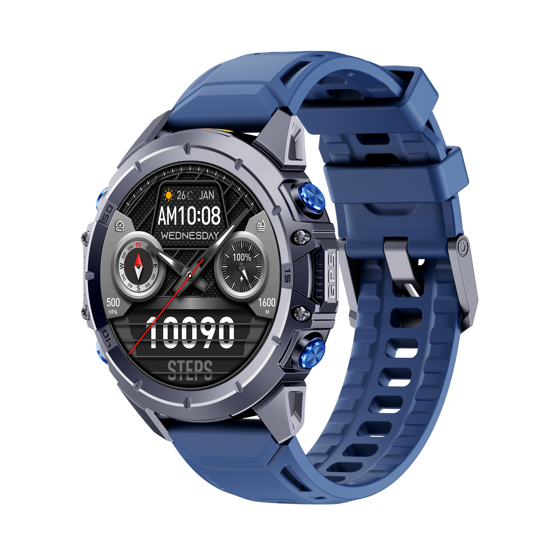 KW352 Outdoor GPS Smartwatch With Dual-Color Flashlight Bluetooth Intercom