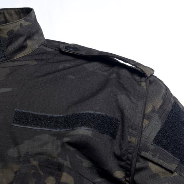 65% Polyester Black Camo Military Uniform Military Combat Suit Tear Resistant