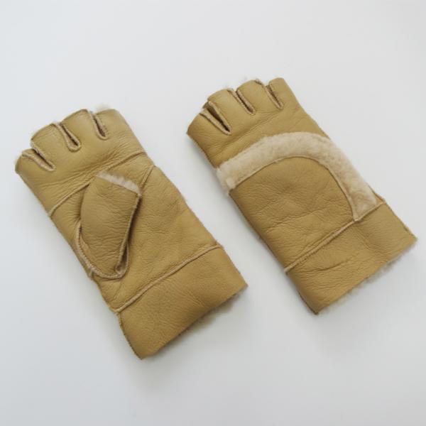 Manufacturer customized double face lamb fur fingerless gloves