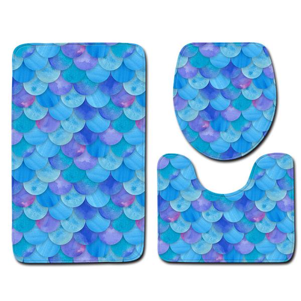 Toalete Mat Set Non Slip do banheiro da escala de peixes esteira de banho de 3 partes