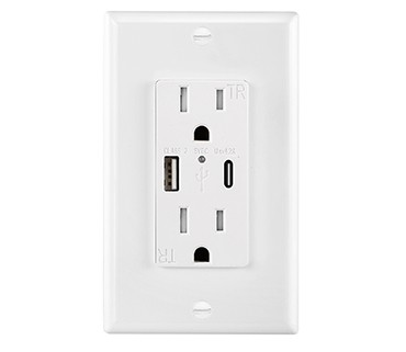 15A USB Wall Outlet with 5.0A Fast Charging, Tamper Resistant Design and IntelliChip Technology