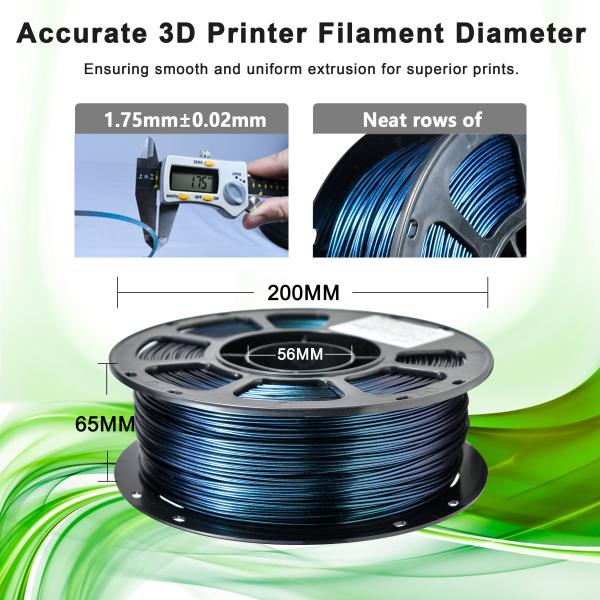High Strength 3D Printing Filament 1000g Change Galaxy Titanium Alloy PLA+ Filament  FDM Forming Technology 1.75mm
