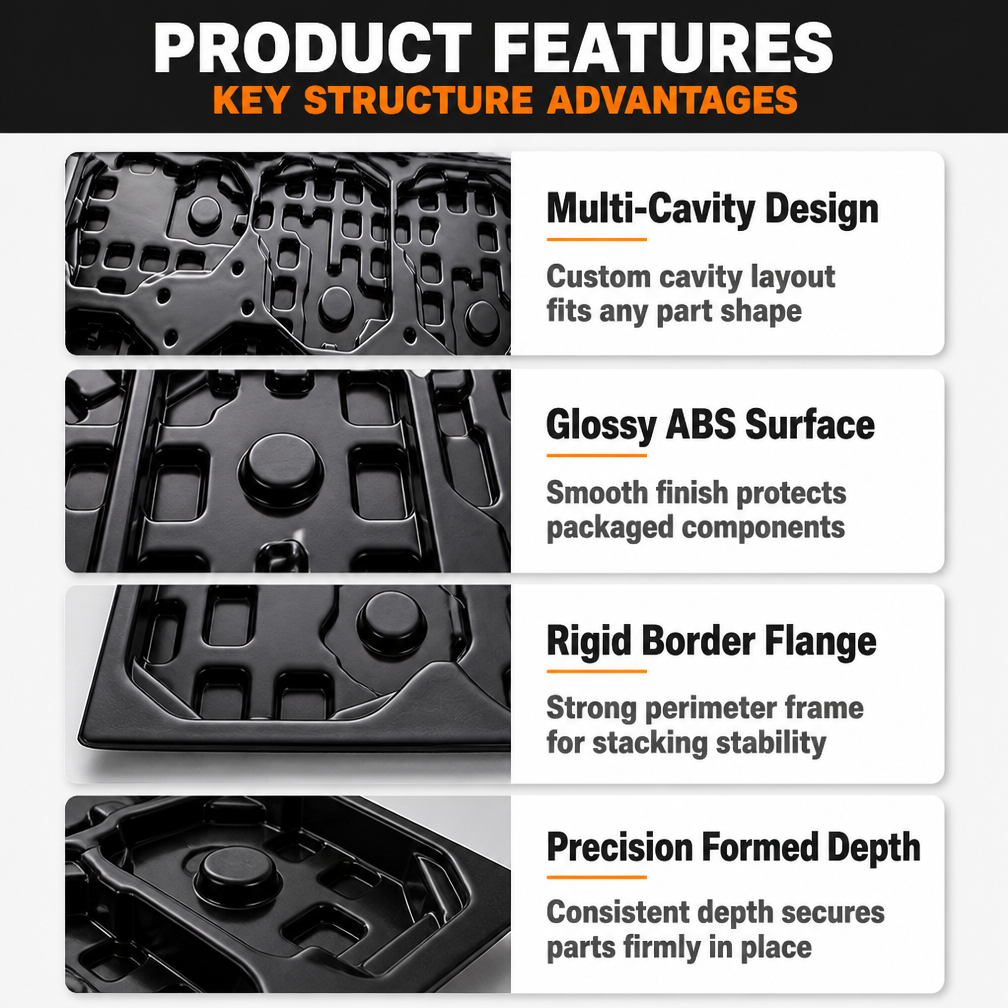 OEM Thick Vacuum Formed Plastic Tray Heavy Gauge Thermoforming Blister Pallet with Cutting Service for Electronics