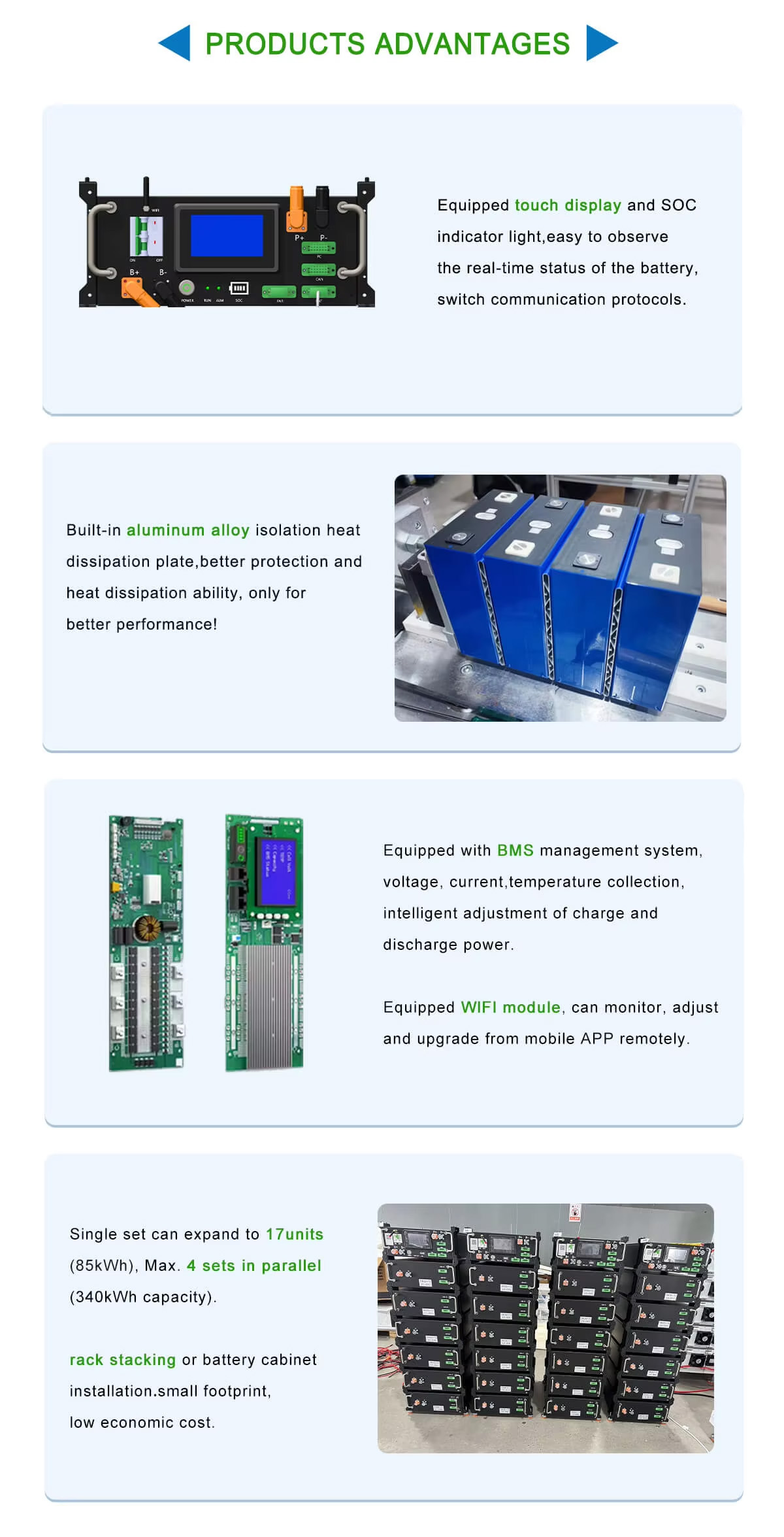 SUNPOK Rack Lithium Battery 5kWh High Voltage Battery Module 20-90kWh Solar Energy Storage System