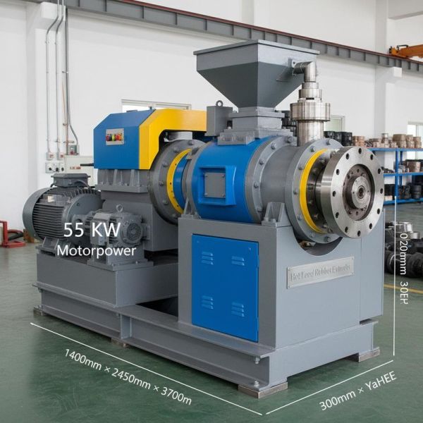 Overall Dimension 1400×2450×3700 Hot Feed Rubber Extruder Powered by 55 KW Motorpower Perfect for Rubber Extrusion Processes