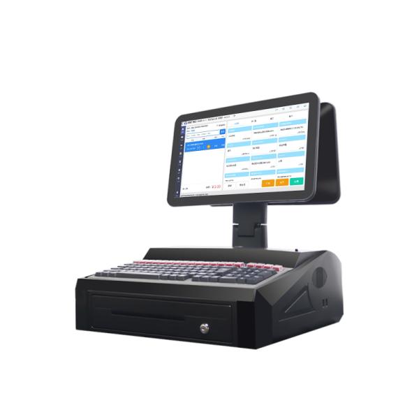 OEM ODM 15.6Inch Dual Screen Windows7 Pos Cash Register N2840 Cpu 2+32GB Desktop POS Terminal with 58mm Printer,Keyboard