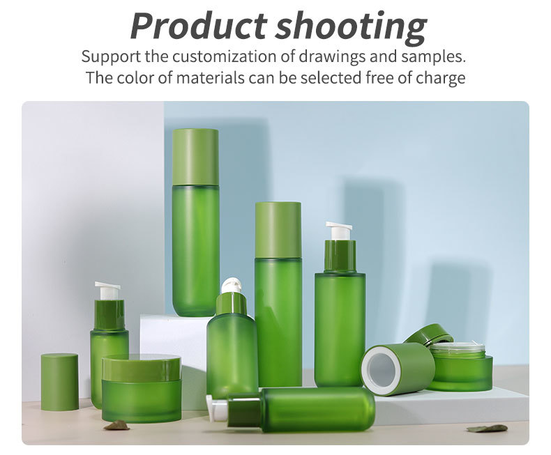 JUNJIE Cosmetique Frosted Green Cosmetic Lotion Body Mist Spray Bottle 30ml/120ml/150ml Customizable PETG