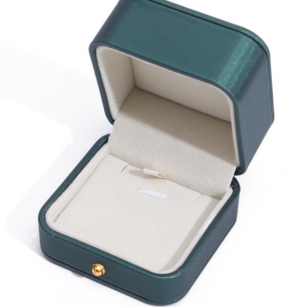 Boîte d'emballage de bijoux en cuir en PU vert pour les boucles d'oreilles de collier de mariage
