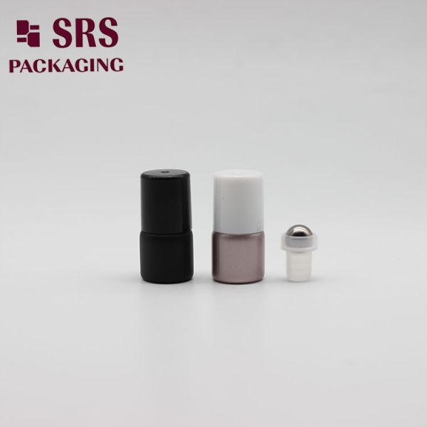 1ML 2ML Glass Bottle With Gold Cap Steel Ball Roll-On Bottle Perfume Roll-On Small Capacity Frosted Black Glass Bottle