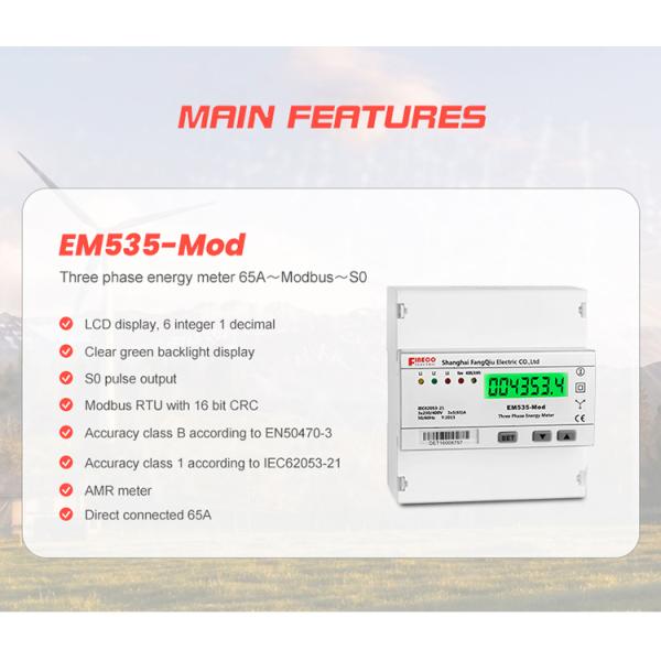 Output Voltage 3*230/400V high precision DC connected 3 phase electric meter with jammer