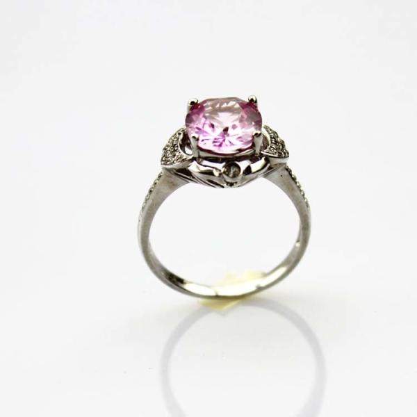 White Gold Plated Solid Silver 8mmx10mm Oval  Red Cubic Zircon Ring(R169)