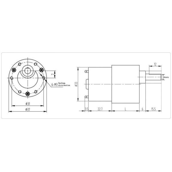 37mm 12V 7RPM Small DC Gear Motors High Torque Electric Motors