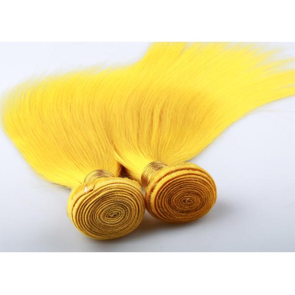 Yellow Single Drawn Virgin Human Hair Extensions No Tangle And No Shedding