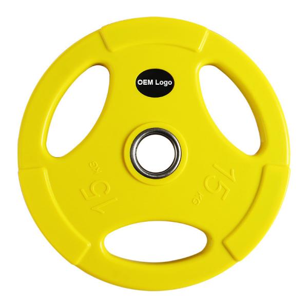 Gym Crossfit Professional 3 Grips Fitness Weight Plates PU Material