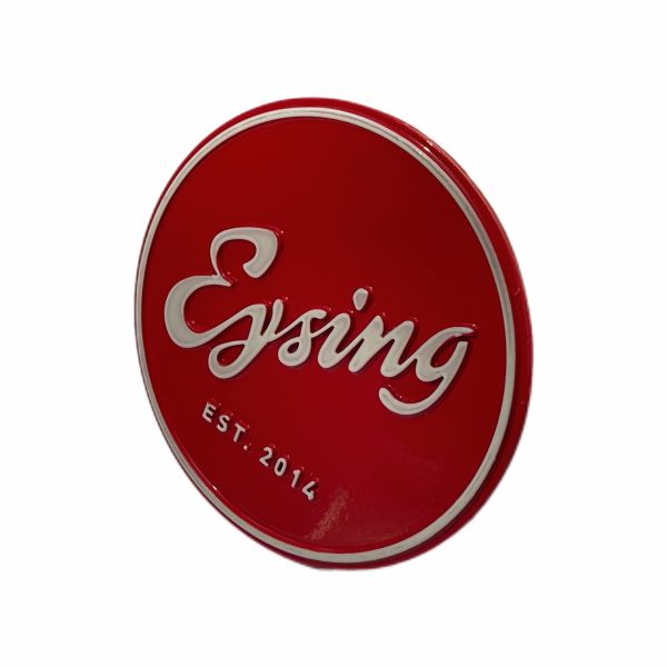 Red Zinc Alloy Nameplate Round Name Plates Customized Design With Three Dimensional Signs