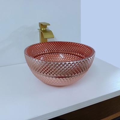 Vidro Shinning Rose Gold Vessel Sink Square acima de contrário galvanizada