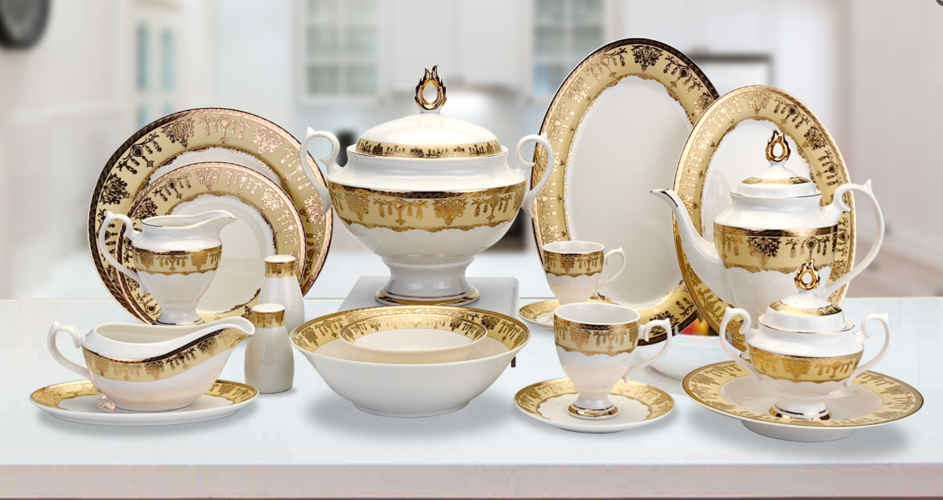 66 Pcs Full Gold  Egypt/Middle East  Dinner Set (Real Gold Dinner Set )