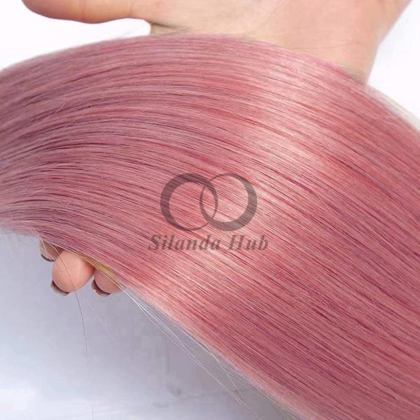 #T1B/Pink Straight Remy Human Hair Bundles Sew In Weave Bundles Brazilian Bundle Deals