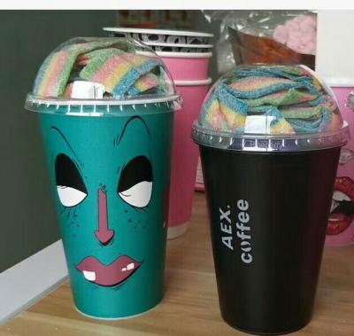 FDA Plastic Coffee Cups Disposable Insulated Beverage With Plastic Lid and lable printing