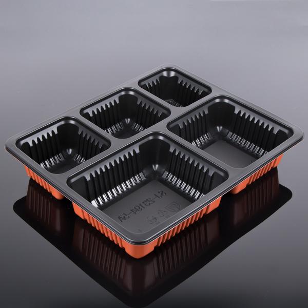 Black And Orange Food Grade PP 24*10*6cm Airline Meal Tray