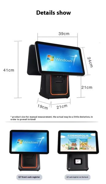 小売レストランの請求機 15.6インチ デュアルスクリーン POS システム Windows オペレーティングシステムと Android POS