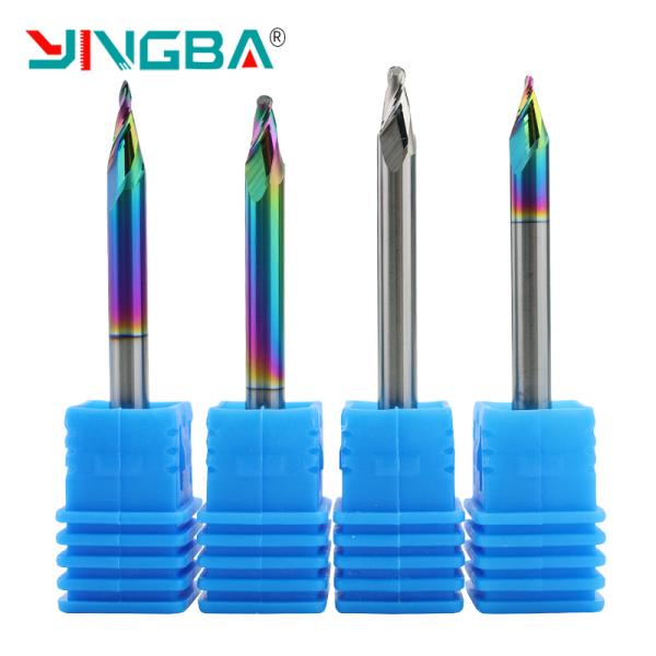 Aluminum CNC Engraving Machine Tool Carbide End Mill Colorful Tin Coating ODM Taper Nose Milling Cutter CNC Cutter Bit