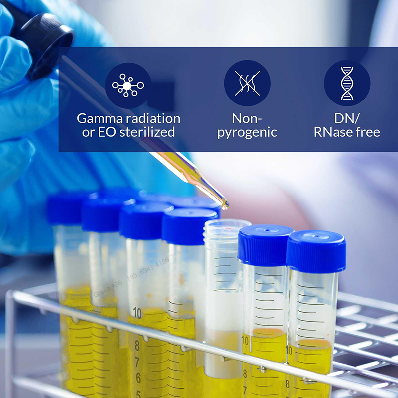 15mL Sterile High Transparency PP Plastic Conical Bottom Centrifuge Tubes Screw Caps Write-on Spot Non-Pyrogenic DN/RNase Free