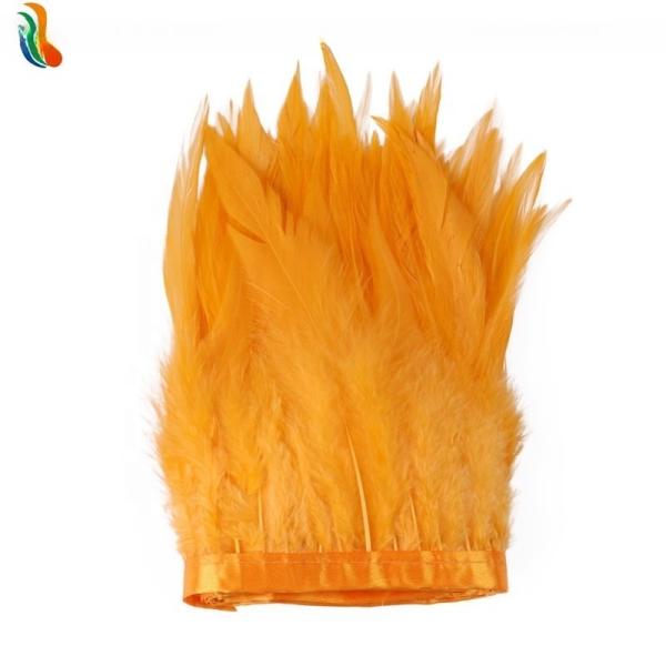 Faixa de estação Hackle Saddle Feather Fringe Trim com padrão tingido Feather Goose