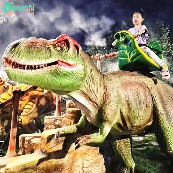 Outdoor Silicone Rideable Dinosaur Interactive In Shopping Mall Park