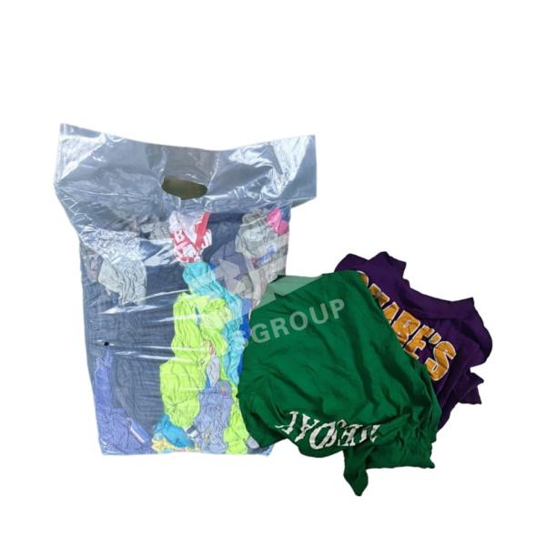 SJST06-P Wholesale Fabric cut pieces mixed color t shirt rags textile waste rags cleaning recycled wiping cleaning rags