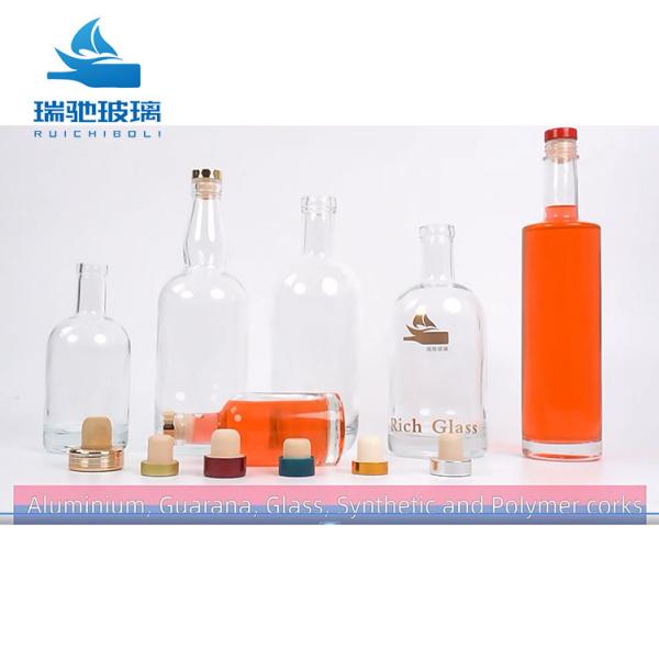 750 ml de garrafa de vidro de vinho e uísque com tampa de madeira feita de vidro de pedra