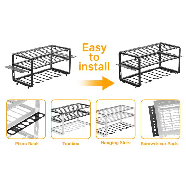 Estante de herramientas de perforación eléctrica Tipo de plástico de 4 capas Organizador de herramientas eléctricas Montaje de pared