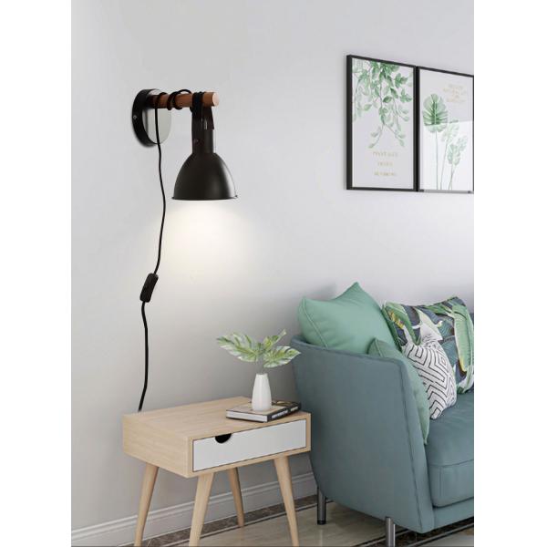 Industrial Retro Black Lampshade plug in wall light (WH-VR-15)