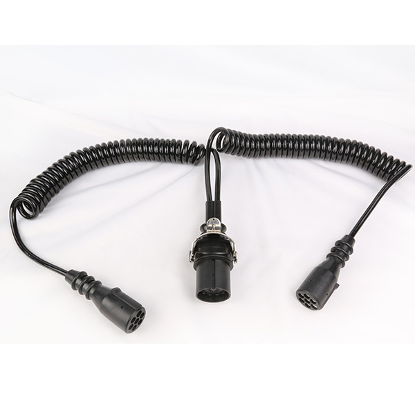 Truck Adapter Coiled Trailer Wire 15 Pin To 2 * 7 Pin Plastic Moulded Plug