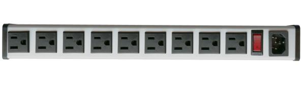 Unidade de distribuição de poder interna do PDU da montagem em rack, tira resistente do poder de 9 tomadas