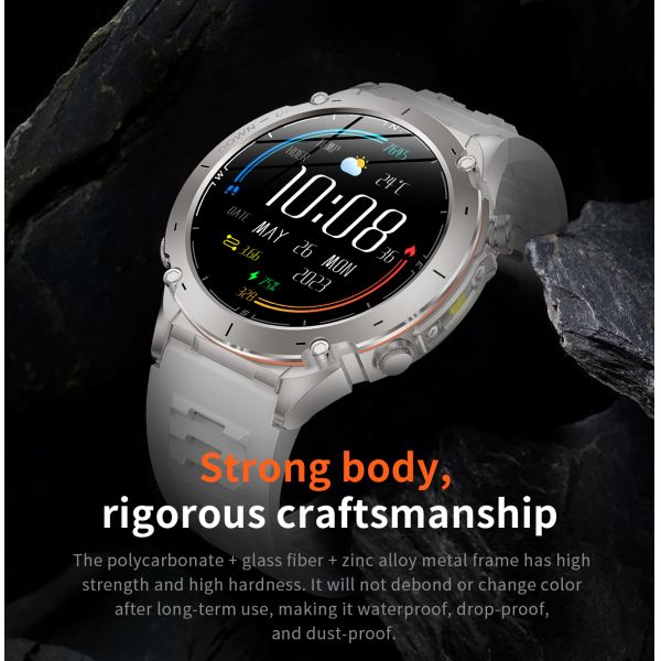 Outdoors Y101 Smart Watch 1.43inch Amoled 730mAh GPS 3ATM Flashlight Air Pressure Altitude Sports Watches Men Smartwatch