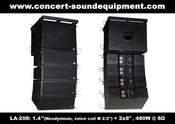 480W Compact Double 8 Line Array Speaker For Installation , Church , Conference, Nightclub