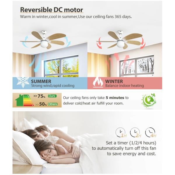 1stshine Decorative MDF Blades Electric DC Motor Ceiling Fan com controle remoto
