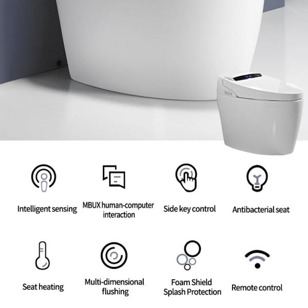 Wall Mounted Siphon Jet Flushing Toilet With Remote Control And P-Trap Drainage