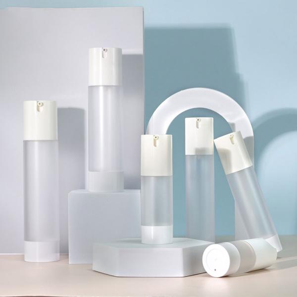 Botellas de la bomba de loción cosmética sin aire 30 ml 60 ml Botellas de suero de plástico Impresión en pantalla