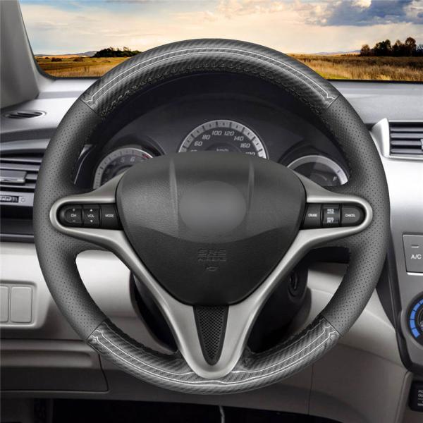 High Quality Sewing Leather Wrap Steering Wheel Cover Fit for Honda City Jazz 2009-2013 Insight 2010-2014